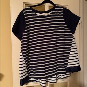 Lisa Todd striped‎ swing crewneck T-shirt black-and-white extra large